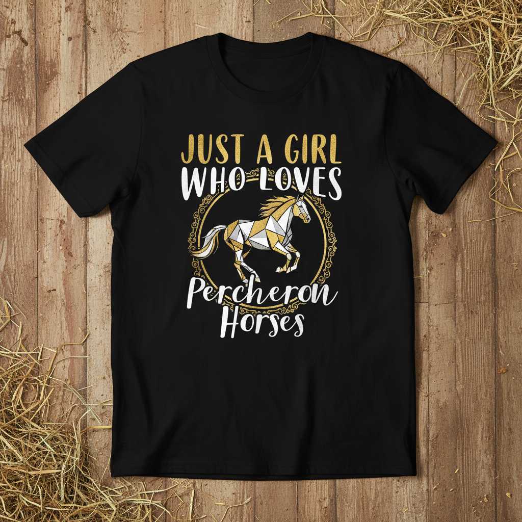 Just A Girl Who Loves Percheron Horses Graphic T-Shirt, Funny Tee Merch