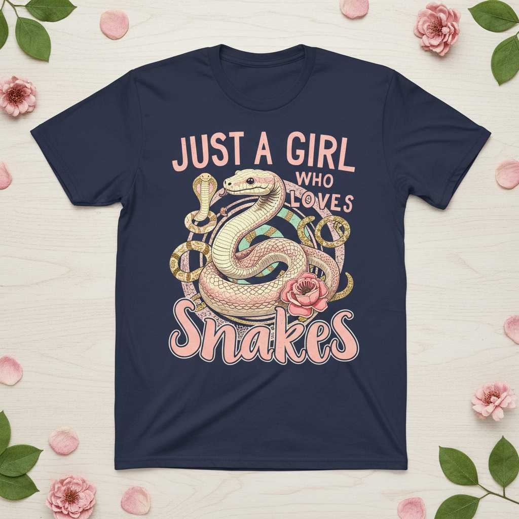 Just A Girl Who Loves Snakes Retro T-Shirt, Cute Tee Snake Lover Present Gear