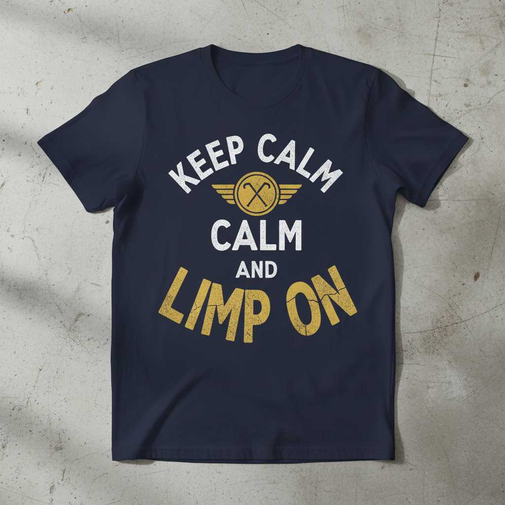 Keep Calm Calm And Limp On Distressed T-Shirt, Funny Broken Ankle Tee Gift Idea
