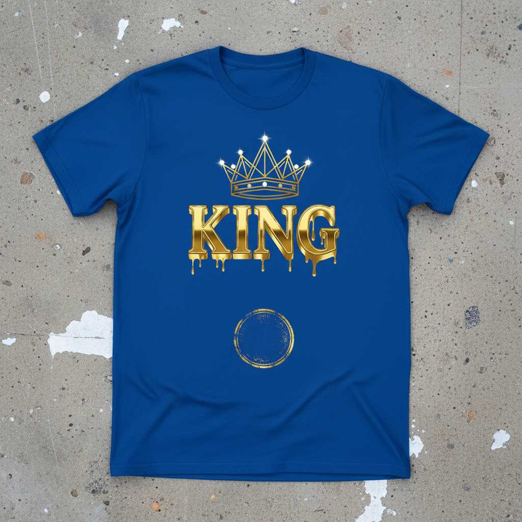 King Gold Crown Dripping Graphic T-Shirt, Novelty Queen Tee Gear Present Idea