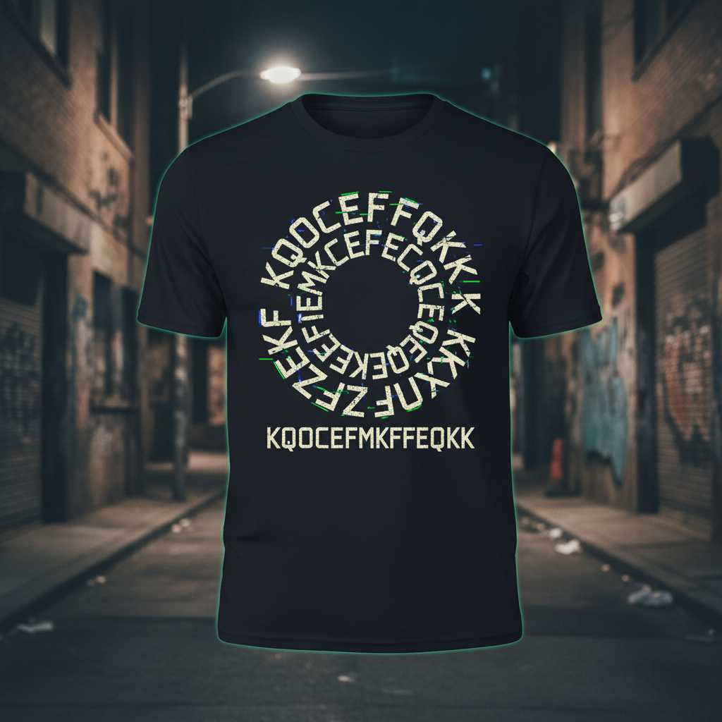 Kqocefmkffeqkk Distressed Graphic T-Shirt, Cryptic Novelty Tee Gear Idea