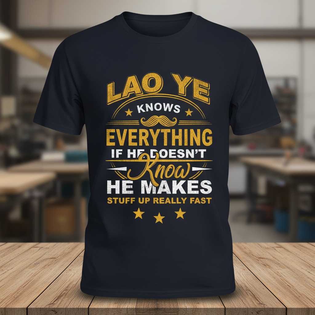 Lao Ye Knows Everything If He Doesnt Know He Makes Stuff Up Really Fast Vintage T-Shirt Funny Graphic Tee