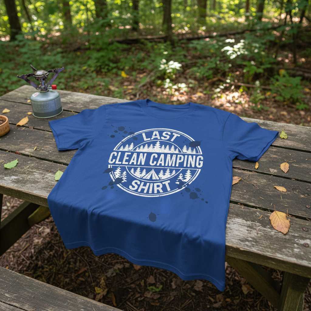 Last Clean Camping Shirt Distressed T-Shirt, Funny Graphic Tee Novelty Wear
