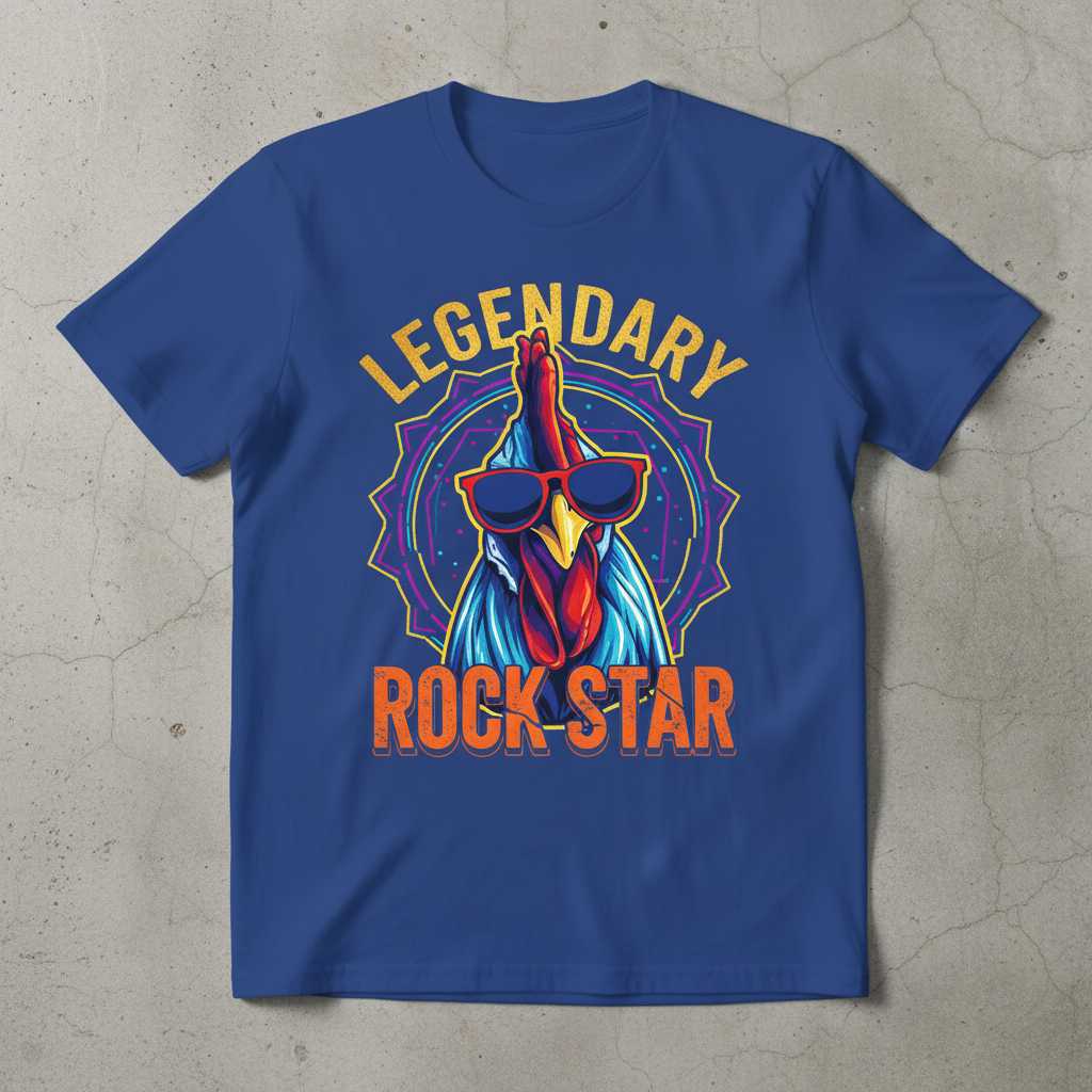 Legendary Rock-Star Retro Chicken T-Shirt, Funny Novelty Tee Graphic Merch