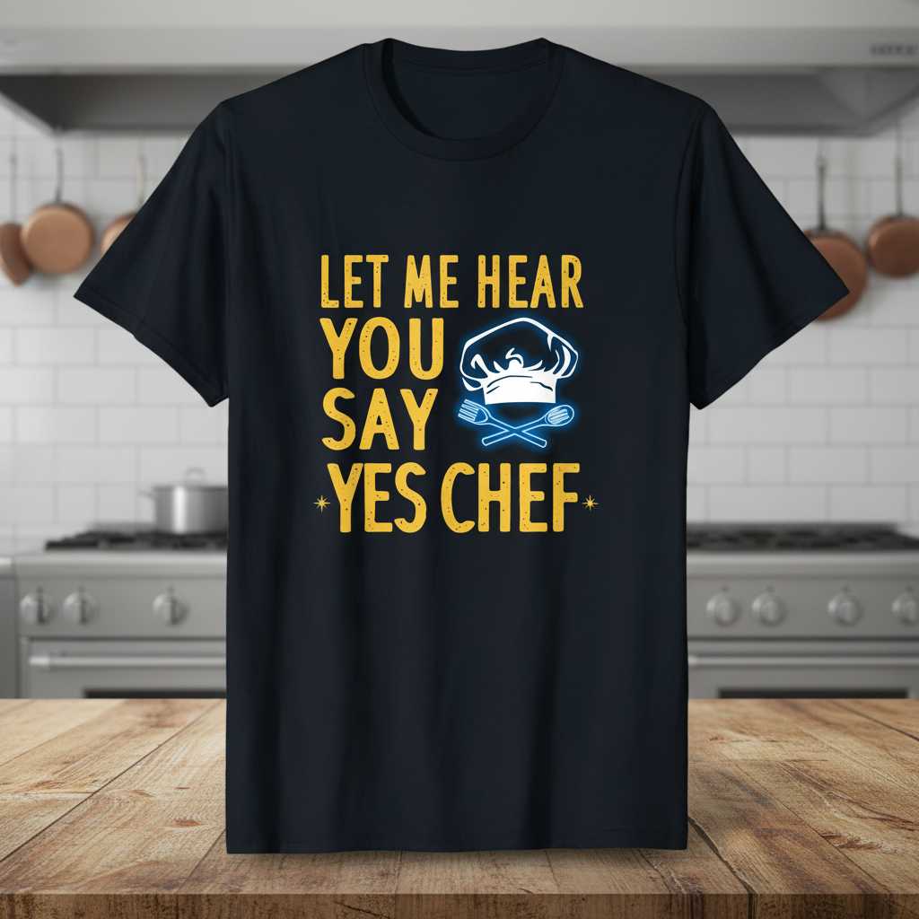 Let Me Hear You Say Yes Chef Distressed T-Shirt, Funny Culinary Tee Idea