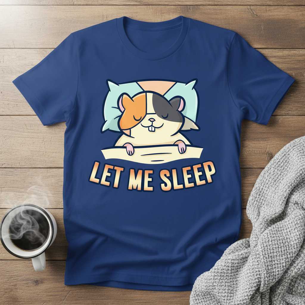 Let Me Sleep Cute Hamster T-Shirt, Funny Novelty Graphic Tee Present Idea