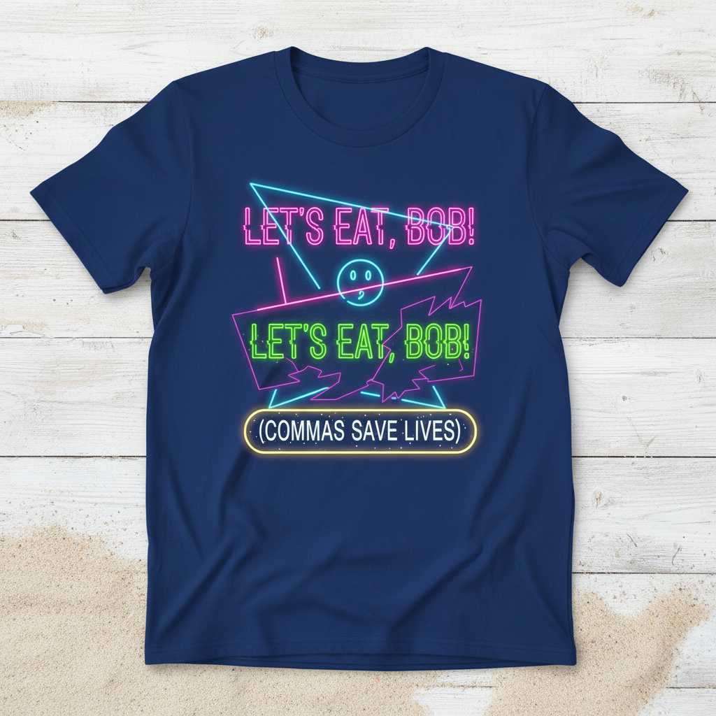 Lets Eat Bob! Lets Eat, Bob! (Commas Save Lives) Retro T-Shirt, Funny Tee Gear