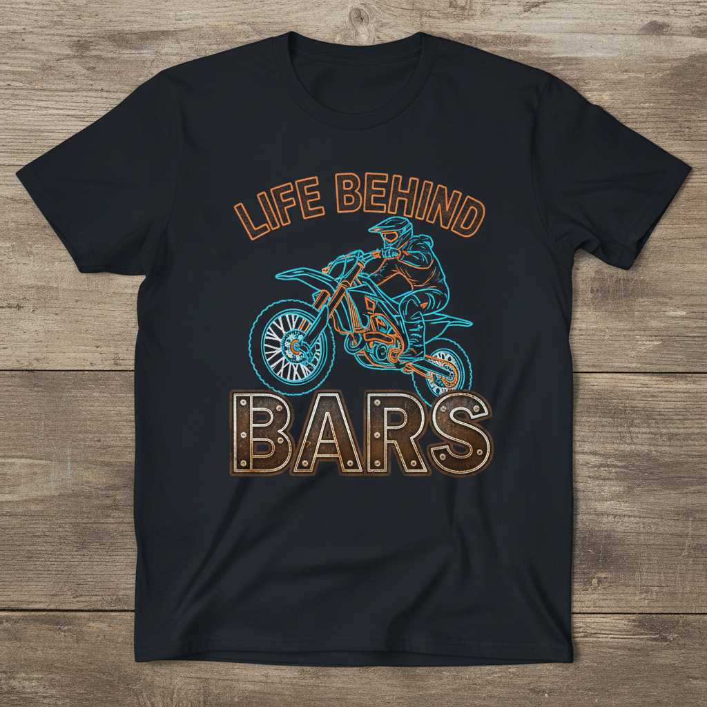 Life Behind Bars Motocross Grunge T-Shirt, Dirt Bike Tee Motorcycle Gear