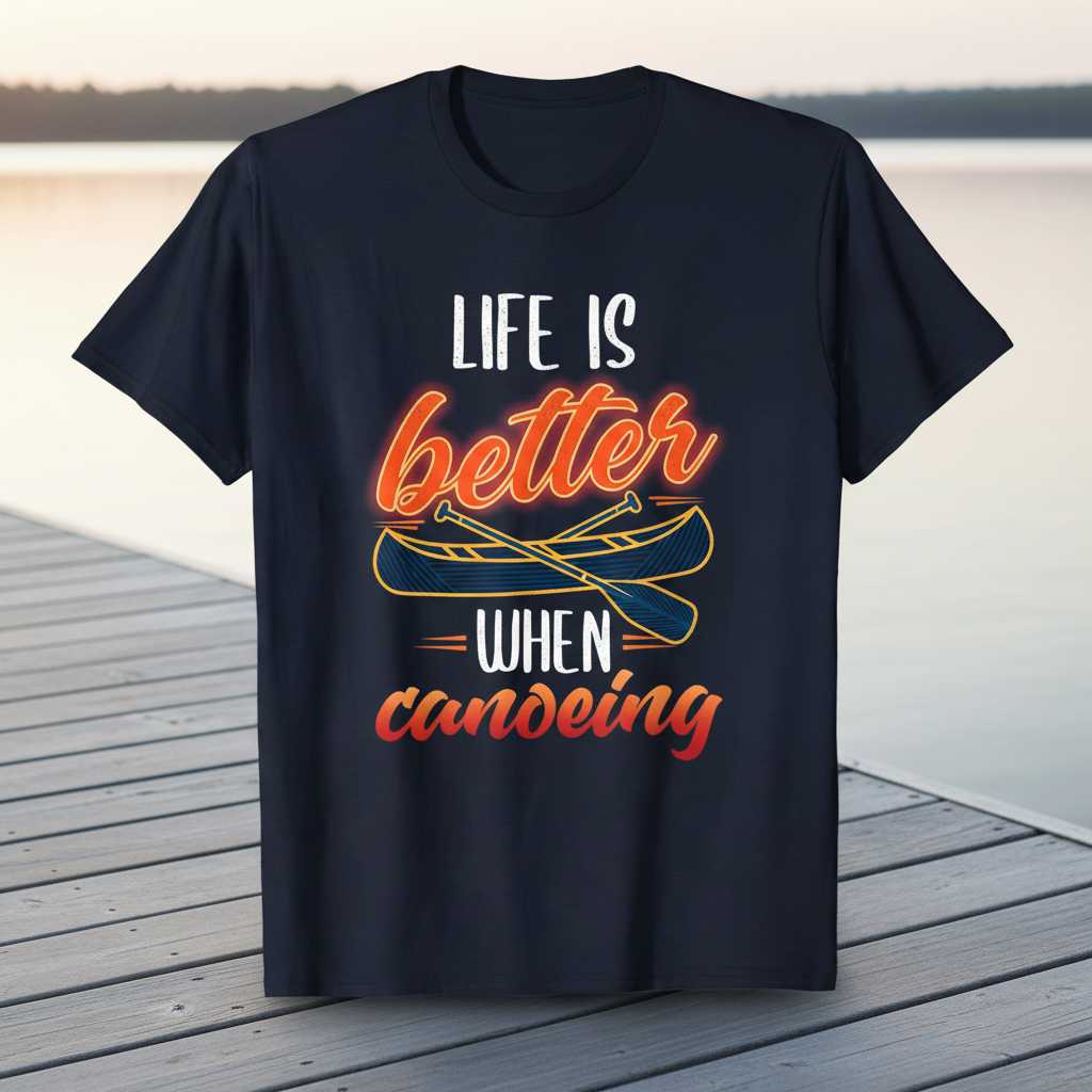 Life Is Better When Canoeing Outdoor Adventure Retro T-Shirt Graphic Tee