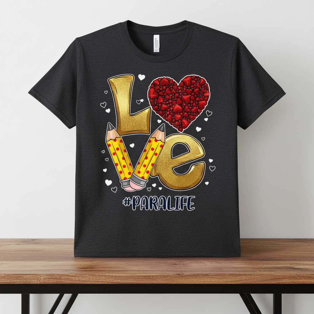 Love #Paralife Graphic T-Shirt, Cute Paraprofessional Valentine Tee Present