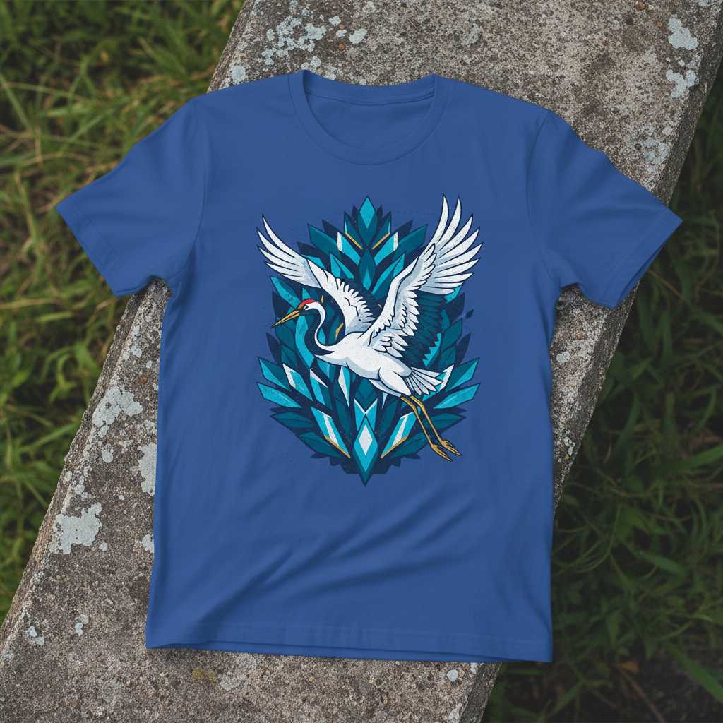 Majestic Crane Stork Graphic T-Shirt, Artistic Bird Lover Unisex Tee Gear