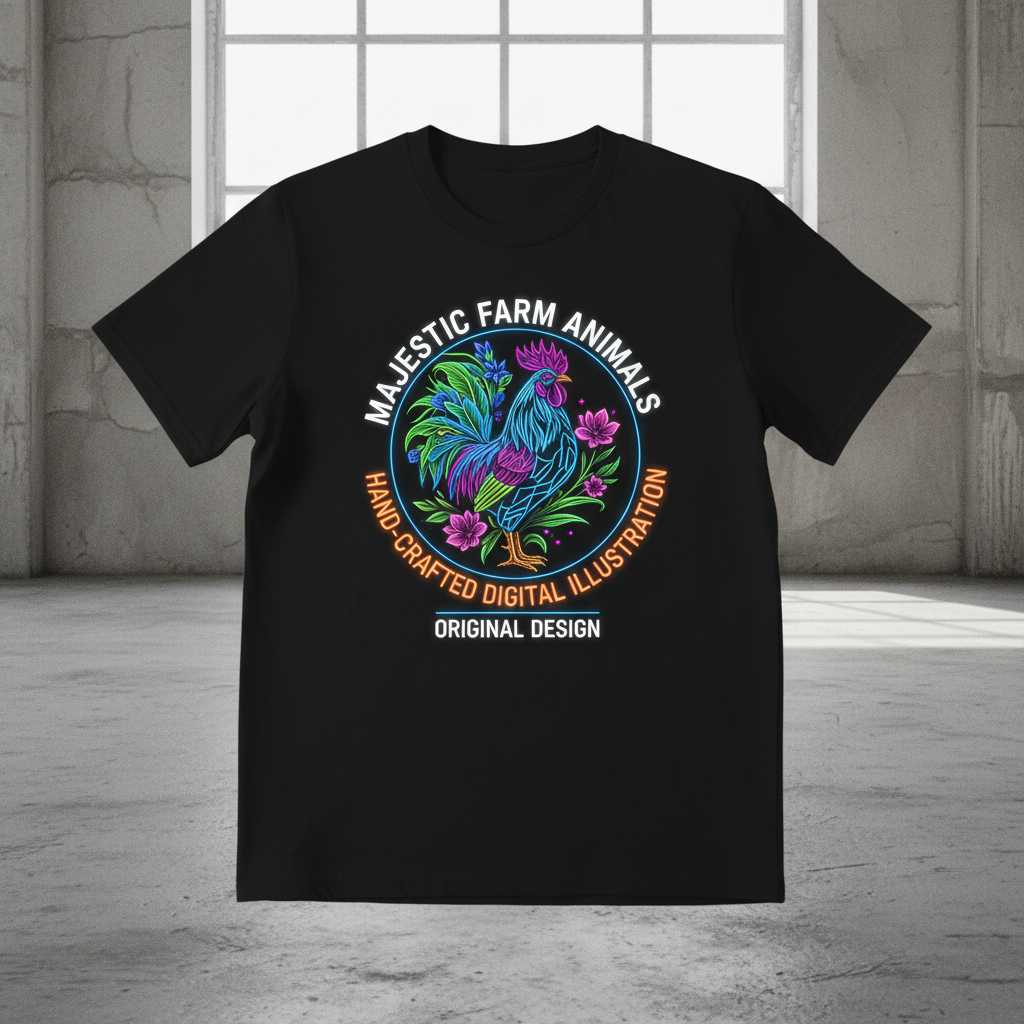 Majestic Farm Animals Hand-Crafted Digital Illustration Original Design Graphic T-Shirt Tee