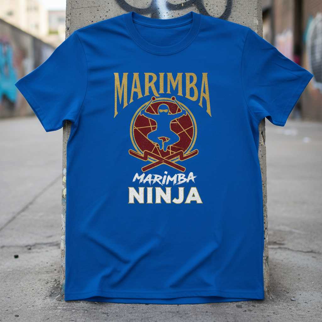 Marimba Ninja Distressed Retro T-Shirt, Funny Percussionist Instrument Tee Merch