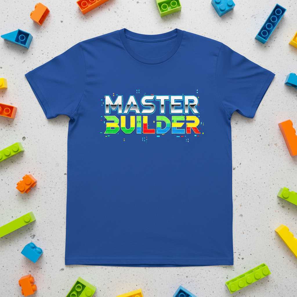 Master Builder Graphic T-Shirt, Funny Brick Building Blocks Tee Gear Idea