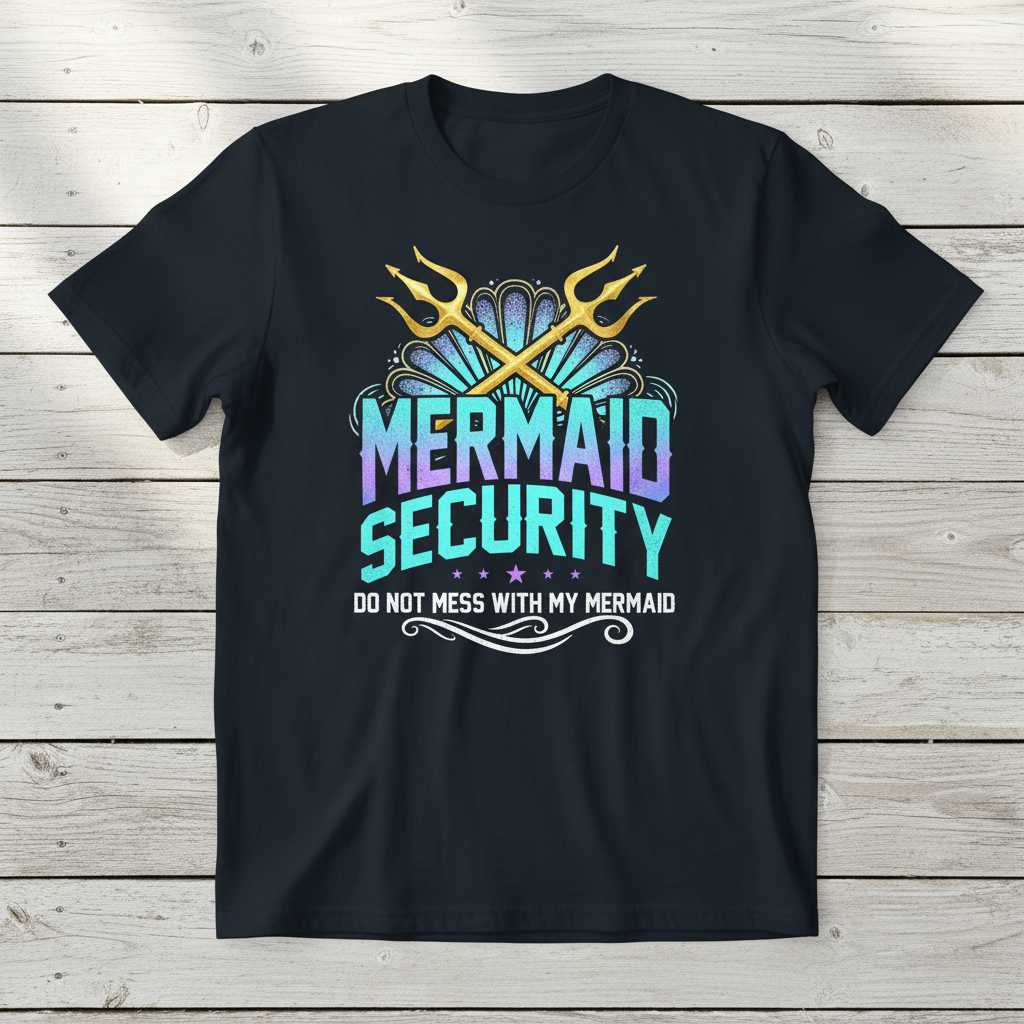 Mermaid Security Do Not Mess With My Mermaid T-Shirt, Funny Dad Tee Merch Idea