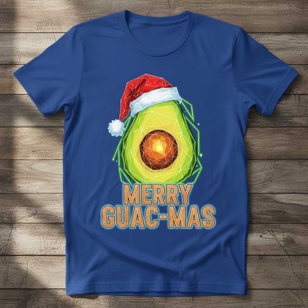 Merry Guac-Mas Avocado Geometric Christmas T-Shirt, Funny Tee Merch Idea