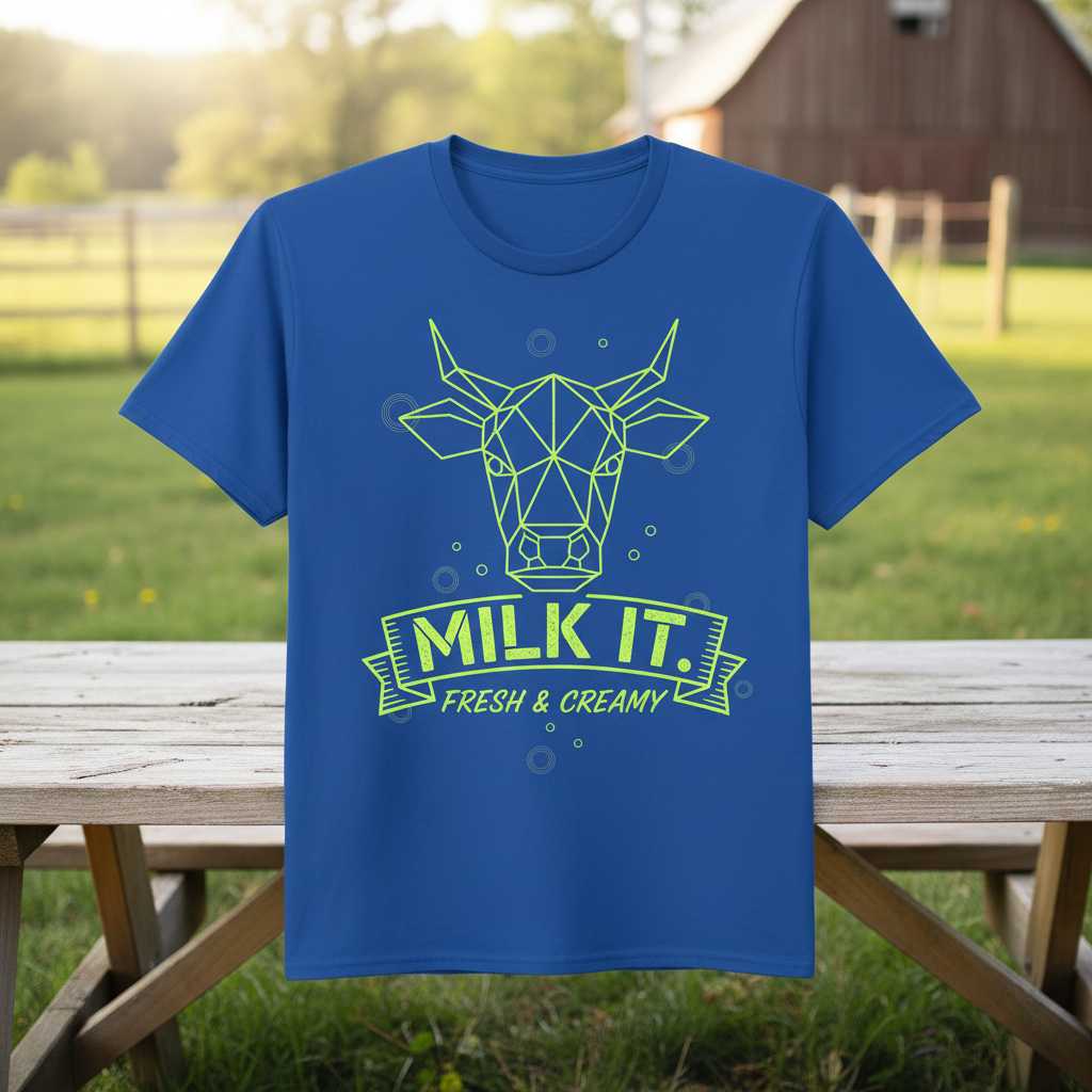 Milk It. Fresh & Creamy Geometric Cow Costume T-Shirt, Funny Graphic Tee