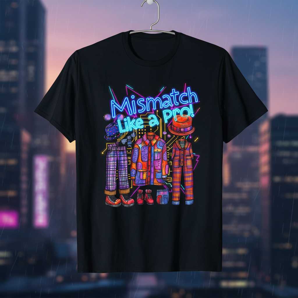 Mismatch Like A Pro! Retro 90s Graphic T-Shirt, Funny Novelty Tee Outfit