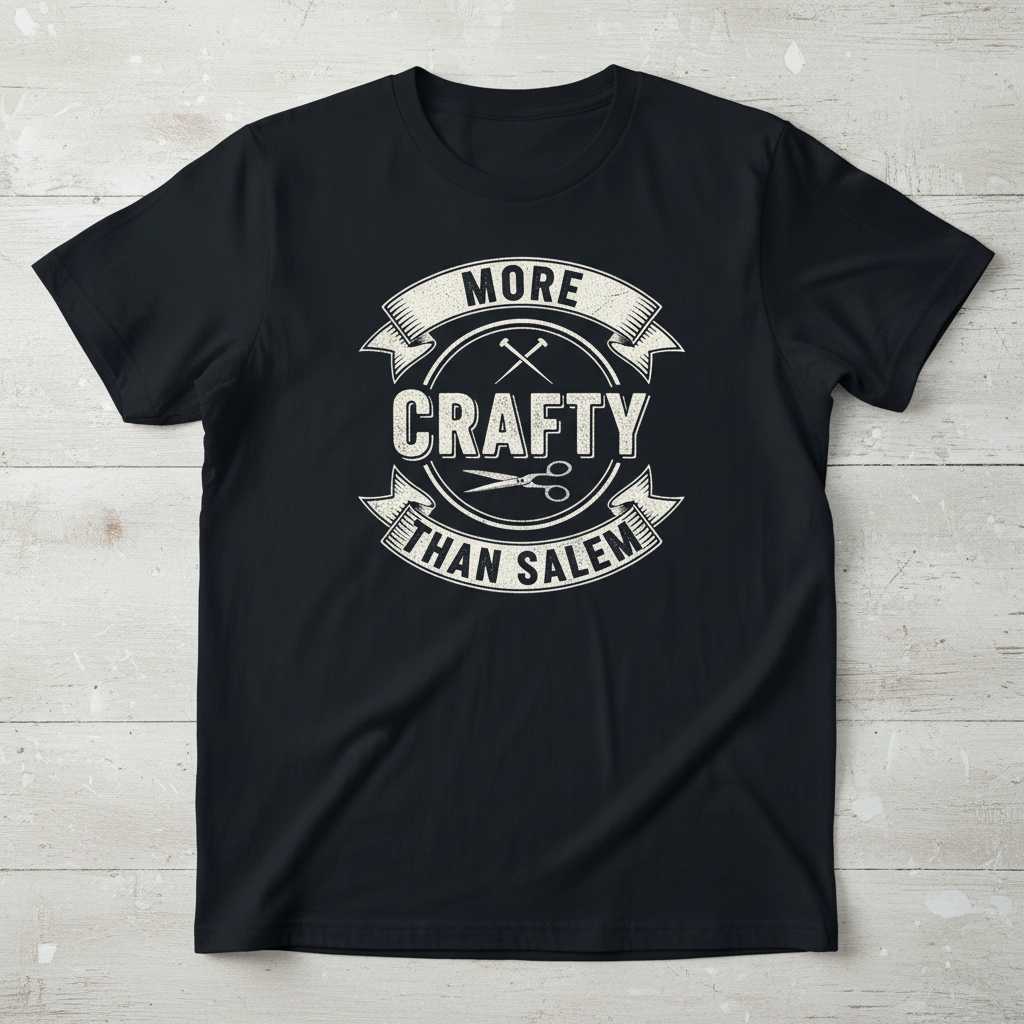 More Crafty Than Salem Vintage Distressed T-Shirt, Funny Graphic Tee Idea