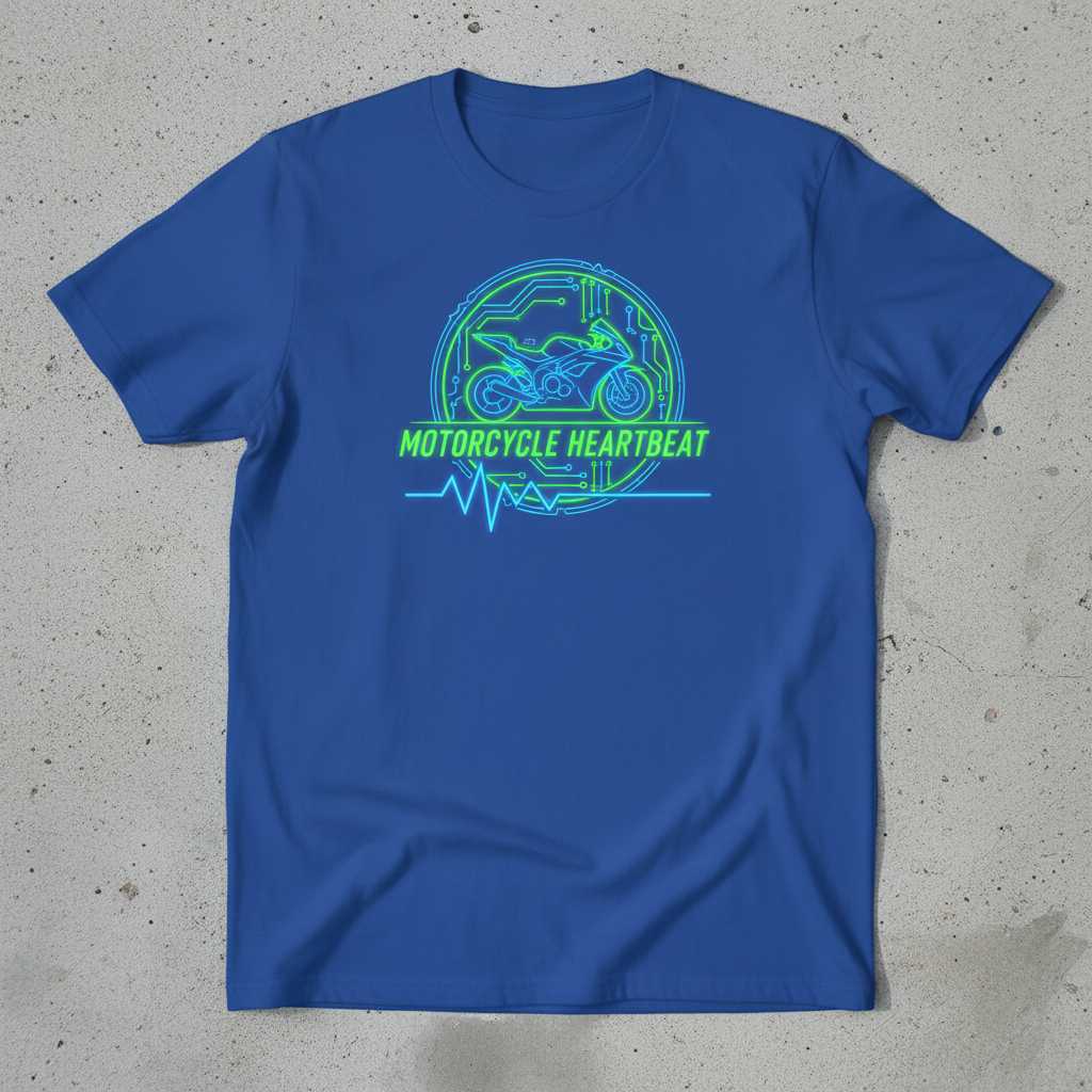 Motorcycle Heartbeat Graphic T-Shirt, Racing Pulse Motorsport Tee Gear