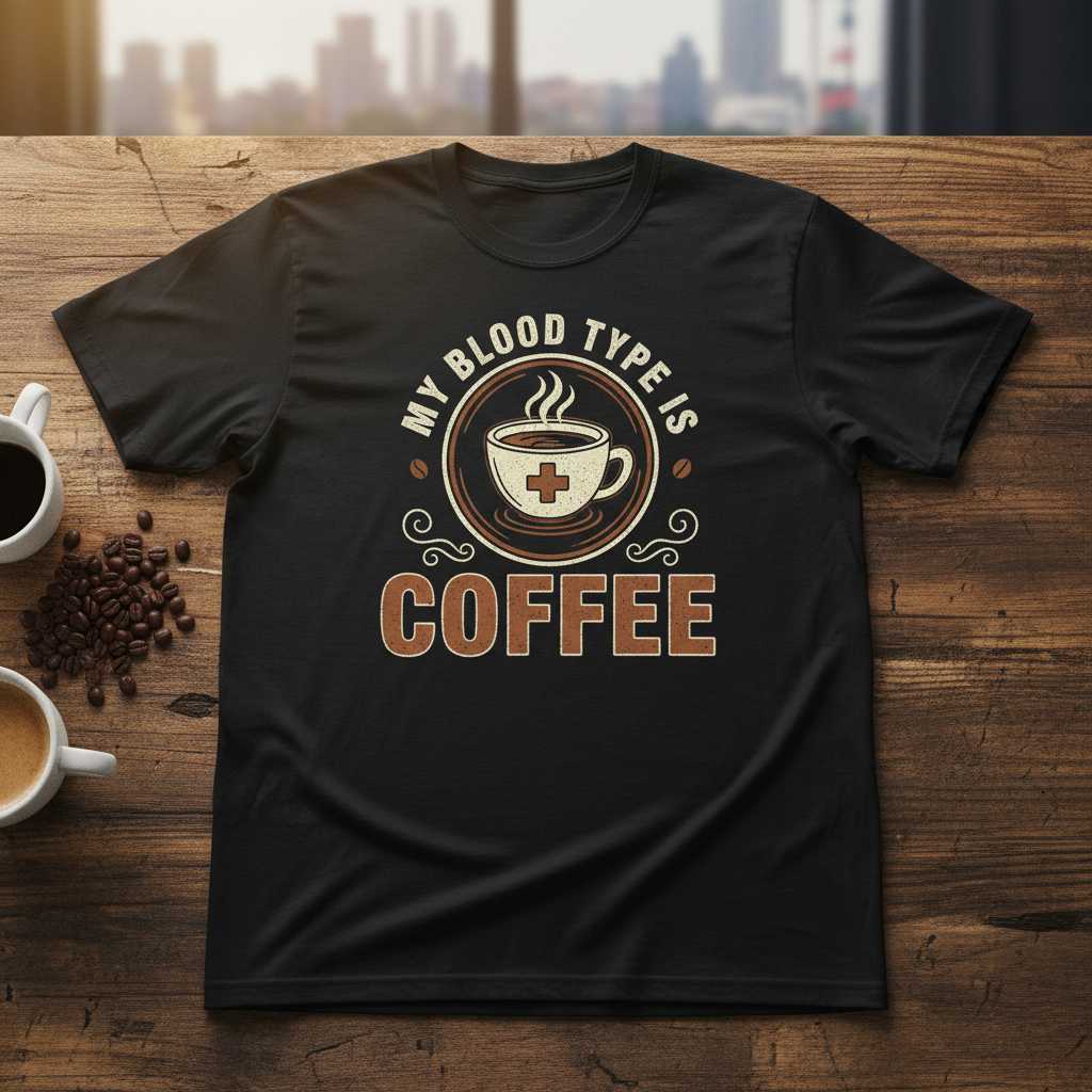 My Blood Type Is Coffee Vintage T-Shirt, Funny Graphic Caffeine Tee Merch