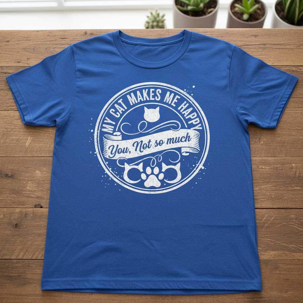 My Cat Makes Me Happy You Not So Much Distressed T-Shirt, Funny Graphic Tee