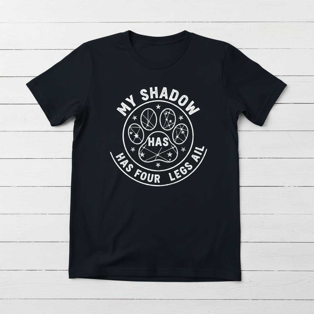 My Shadow Has Four Legs A Tail Distressed T-Shirt, Graphic Dog Tee Gift Idea