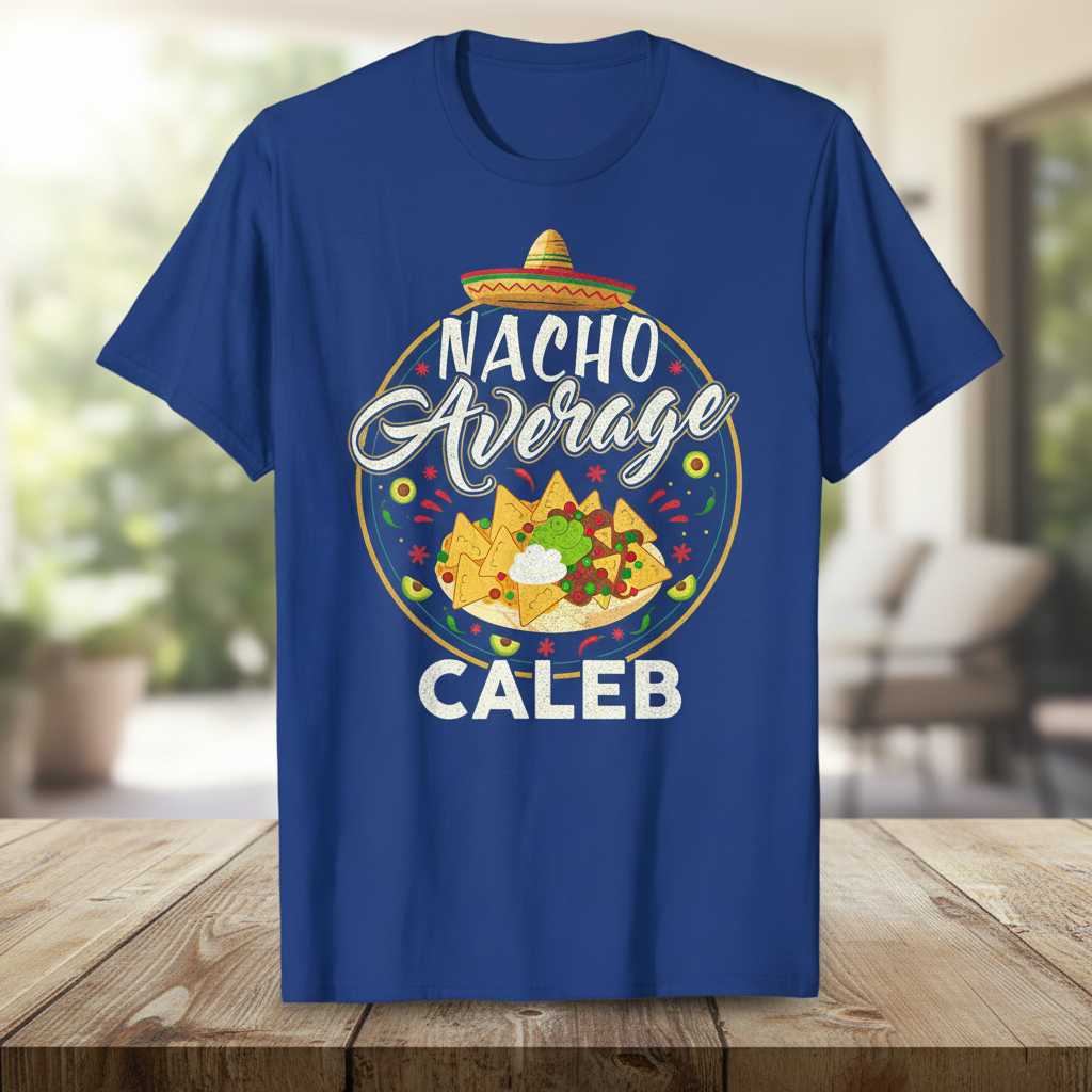 Nacho Average Caleb Distressed T-Shirt, Funny Graphic Tee Novelty Gift Idea