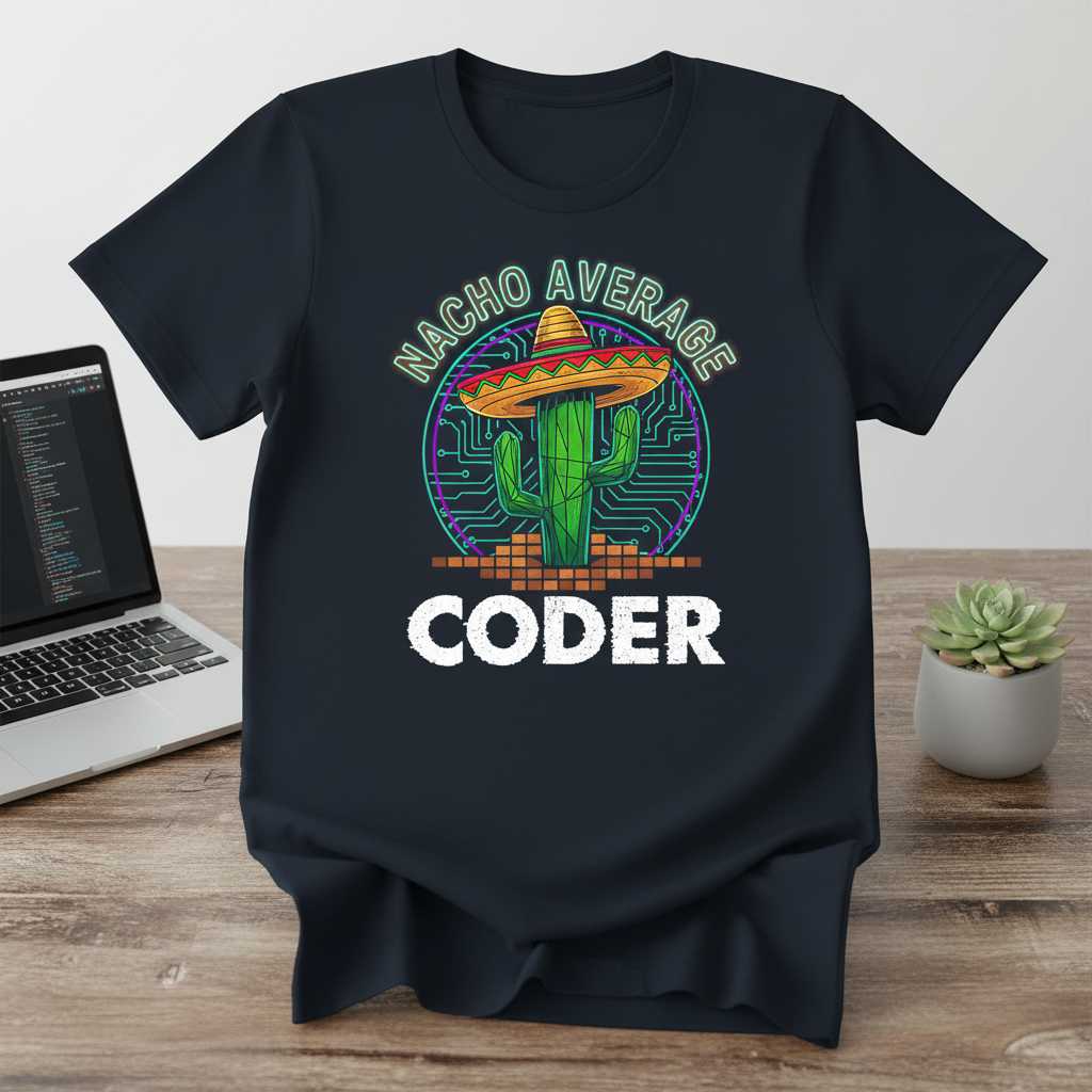 Nacho Average Coder Distressed T-Shirt, Funny Software Programmer Tee Idea