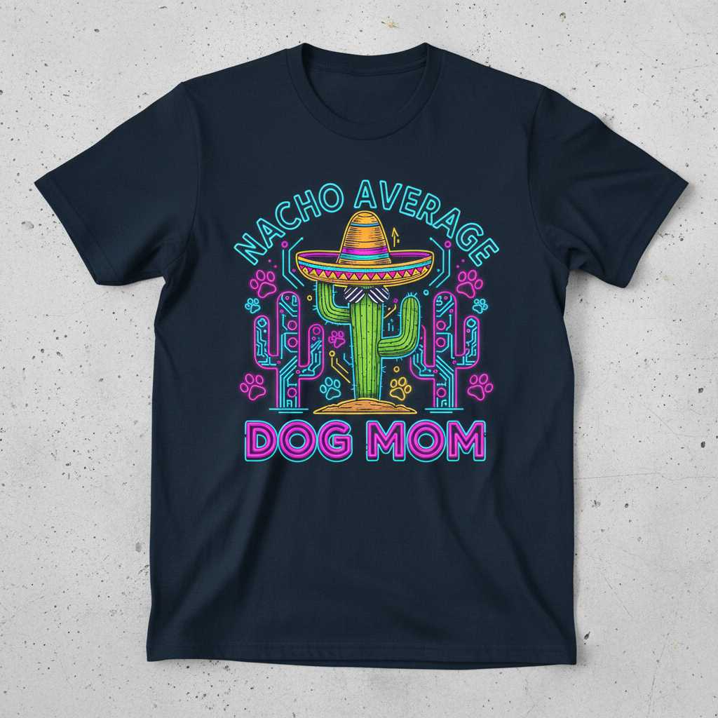Nacho Average Dog Mom Graphic T-Shirt, Funny Cute Novelty Tee Present