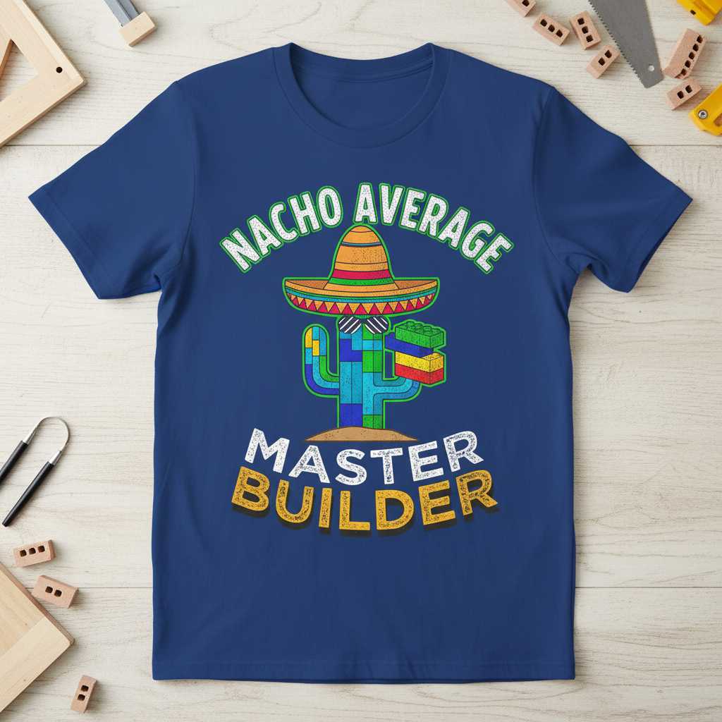 Nacho Average Master Builder Distressed T-Shirt, Funny Graphic Tee Idea