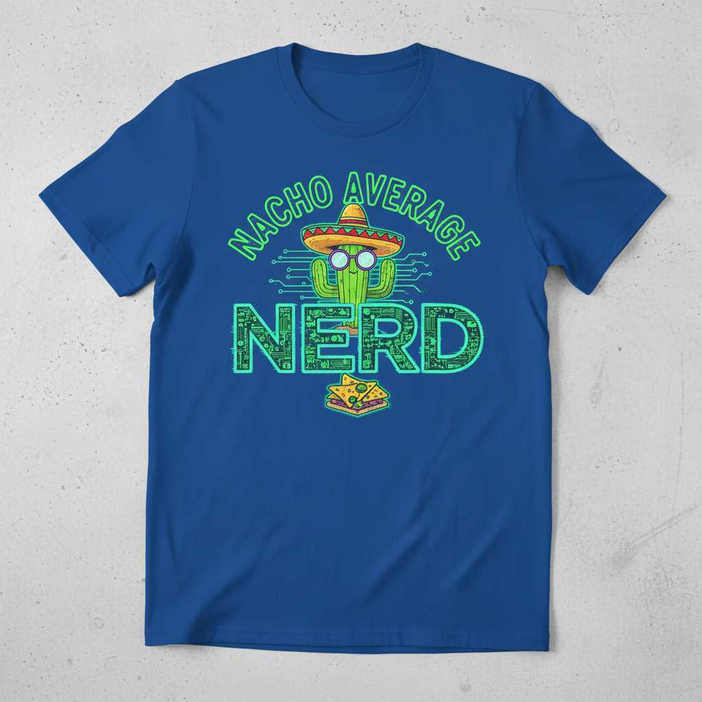 Nacho Average Nerd Funny T-Shirt, Programmer Tech Cactus Pun Tee Gear Idea