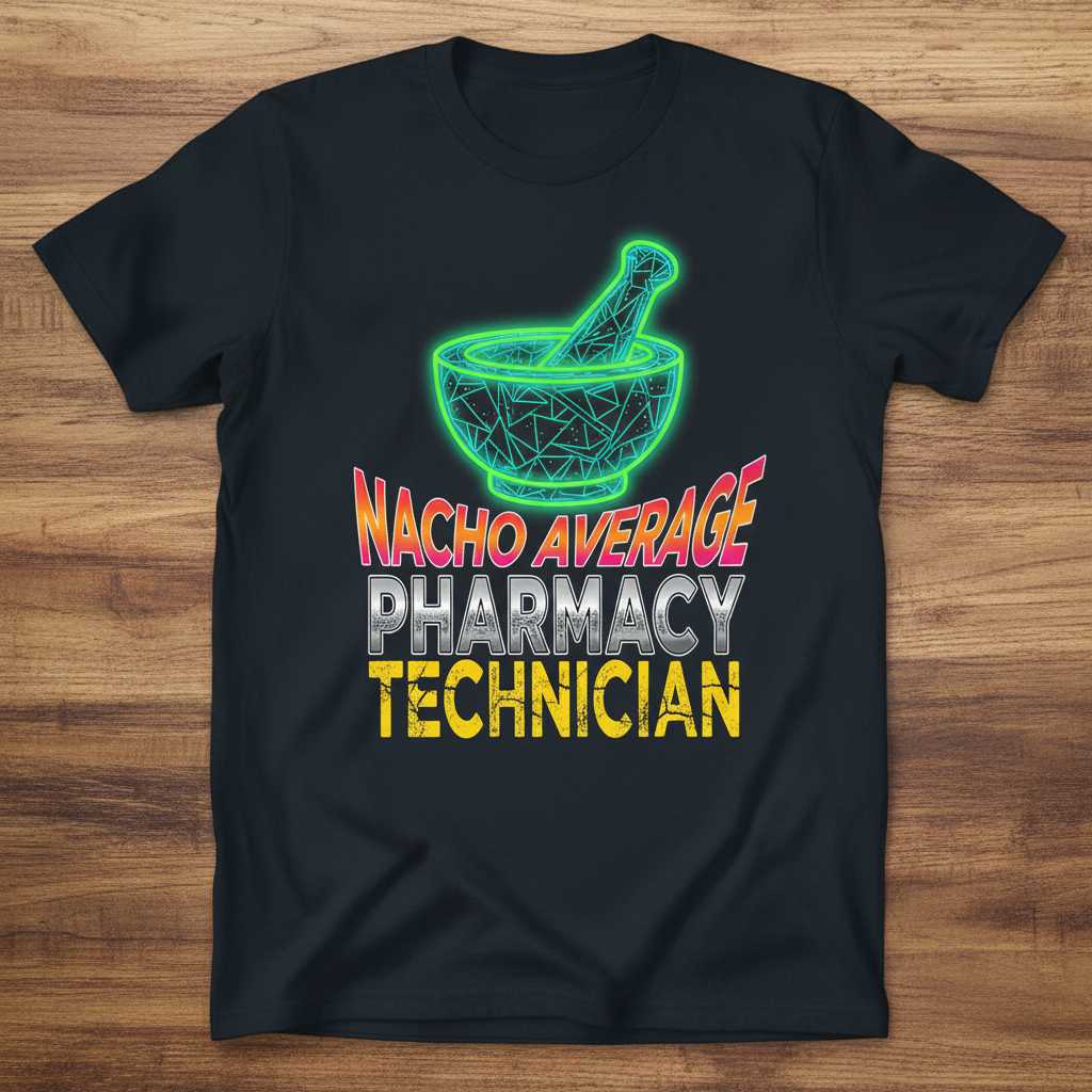 Nacho Average Pharmacy Technician Retro T-Shirt, Funny Graphic Tee Gift Idea