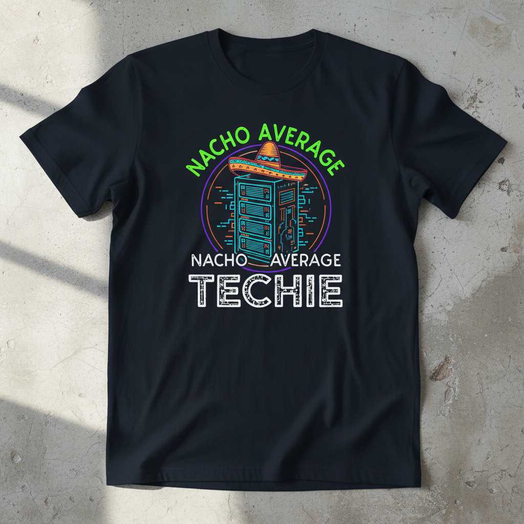 Nacho Average Techie Retro T-Shirt, Funny Graphic Tee Novelty Gear Idea