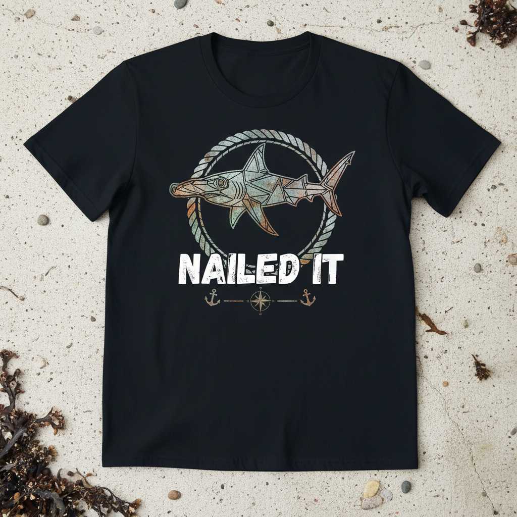 Nailed It Retro Vintage Hammerhead Shark T-Shirt, Funny Pun Tee Gift Idea