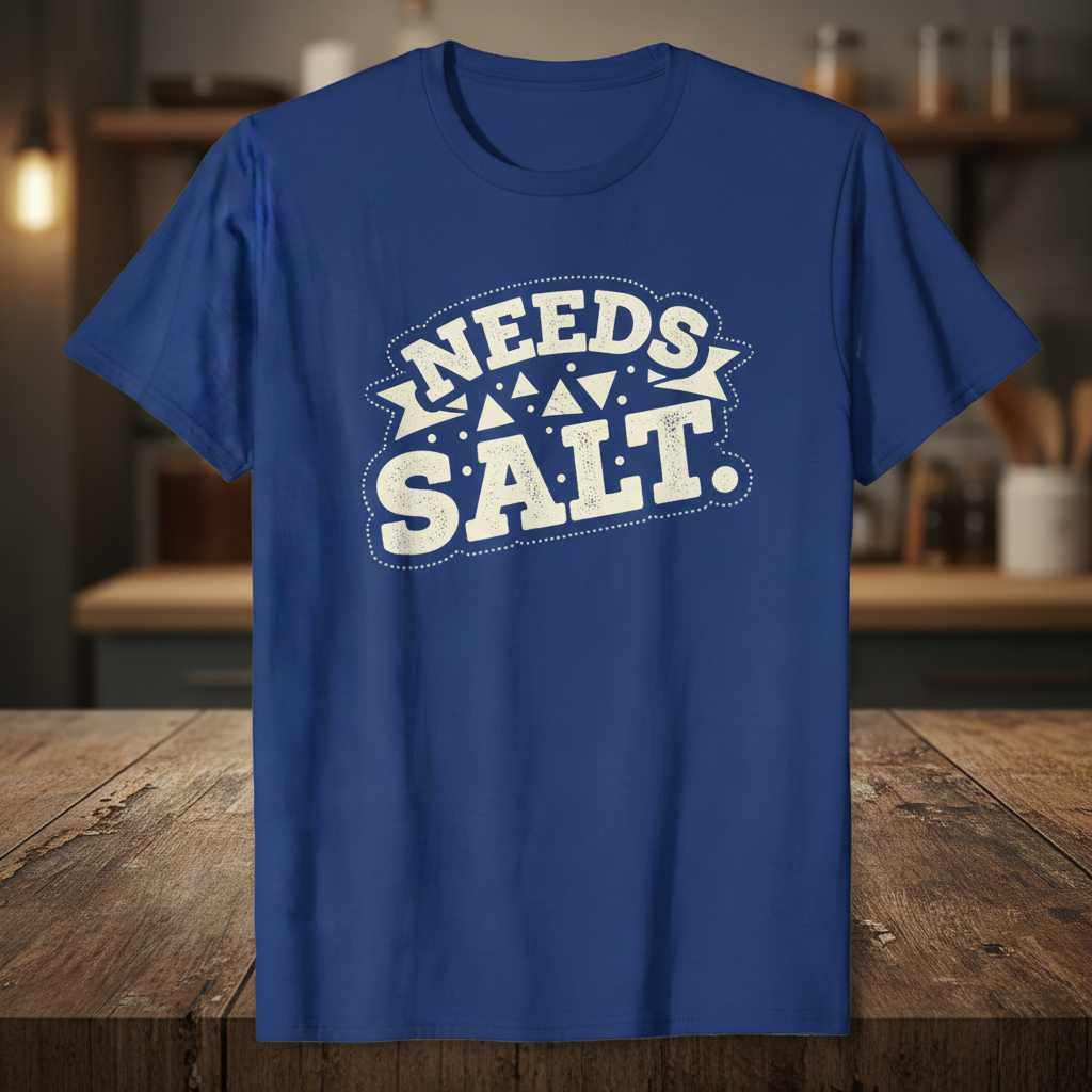 Needs Salt Distressed Graphic T-Shirt, Funny Cooking Lover Tee Gift Idea
