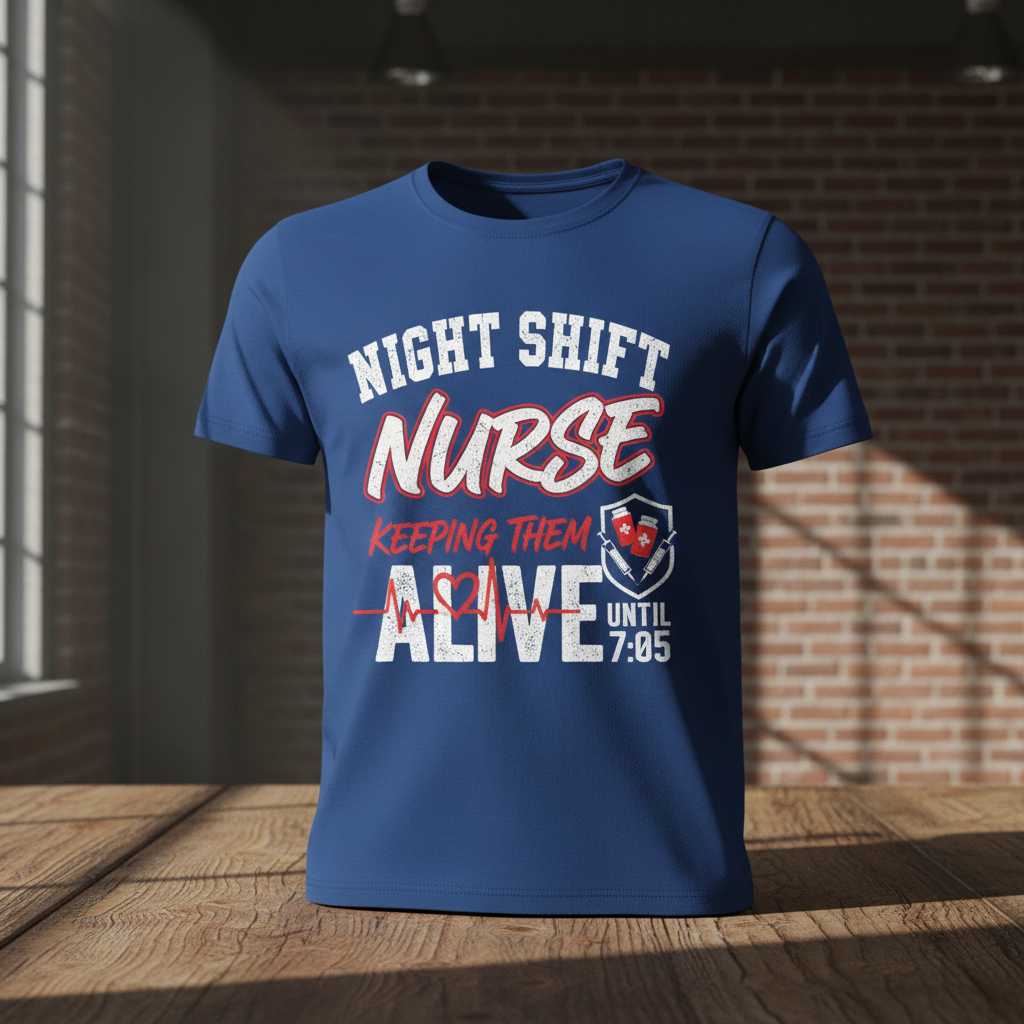 Night Shift Nurse Keeping Them Alive Until 7-05 Distressed T-Shirt, Funny Tee