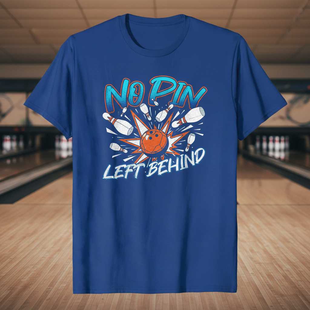 No Pin Left Behind Distressed Bowling T-Shirt, Funny Graphic Tee Idea