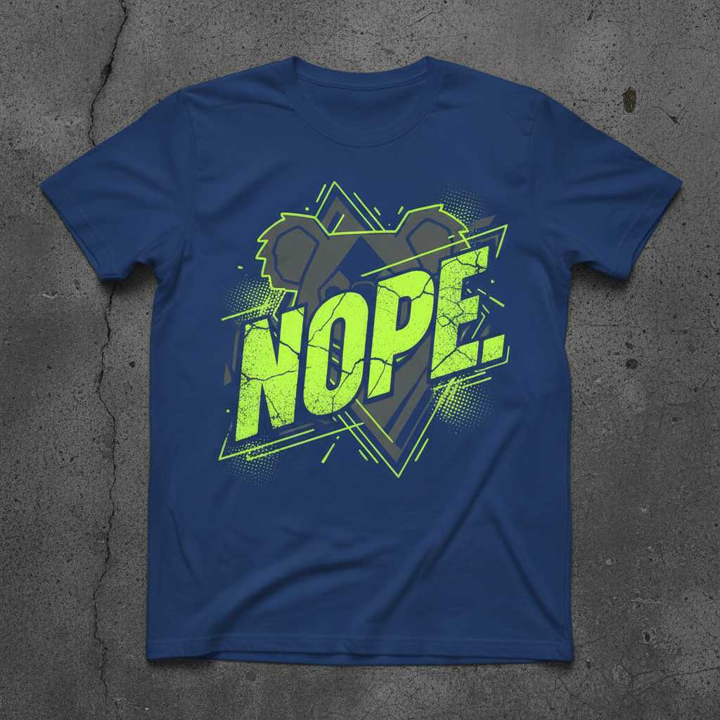 Nope Distressed Koala Doing Nothing Graphic T-Shirt, Funny Novelty Tee Wear