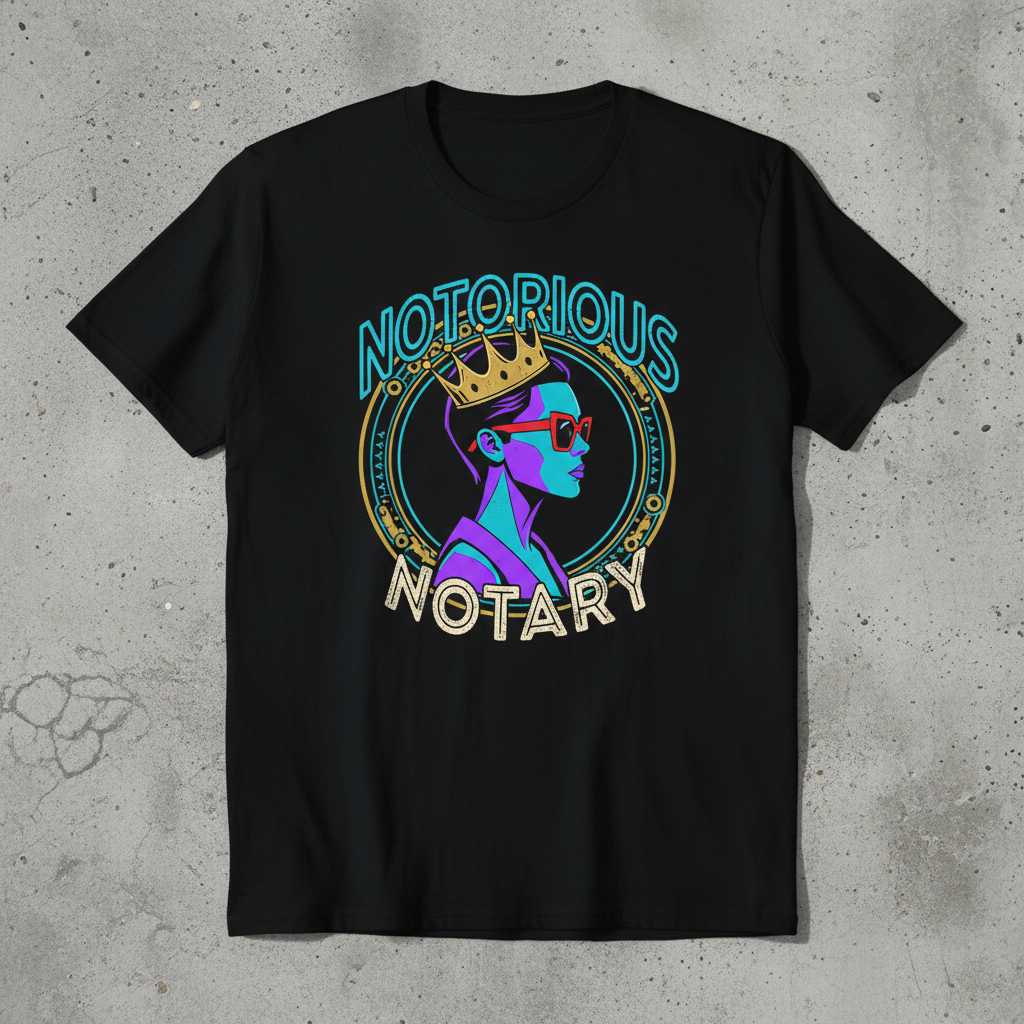 Notorious Notary Retro Graphic T-Shirt, Funny Notary Public Tee Idea for Women