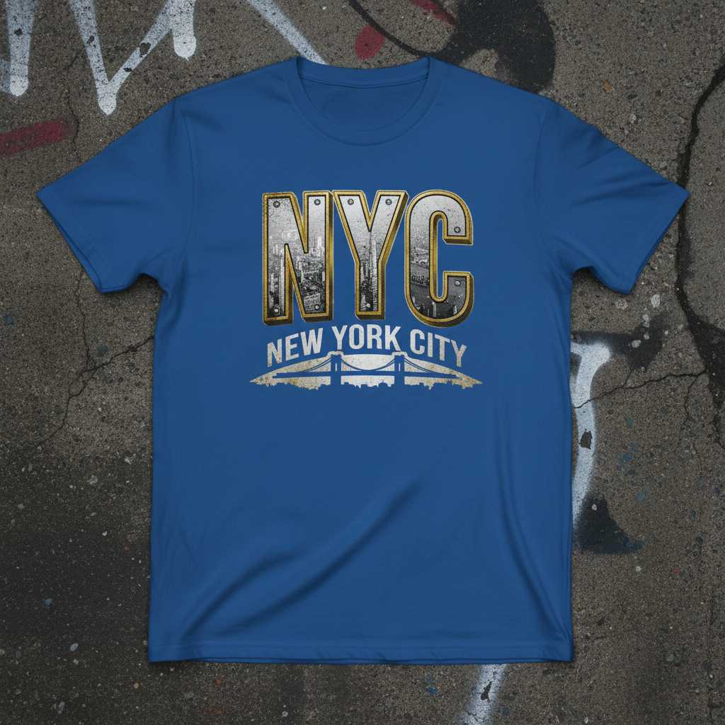 Nyc New York City Vintage Graphic T-Shirt, Brooklyn Bridge Skyline Souvenir Tee