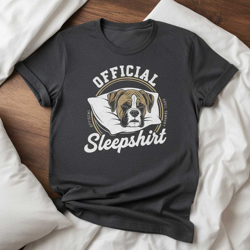 Official Sleepshirt Boxer Dog Vintage T-Shirt, Funny Graphic Tee Souvenir