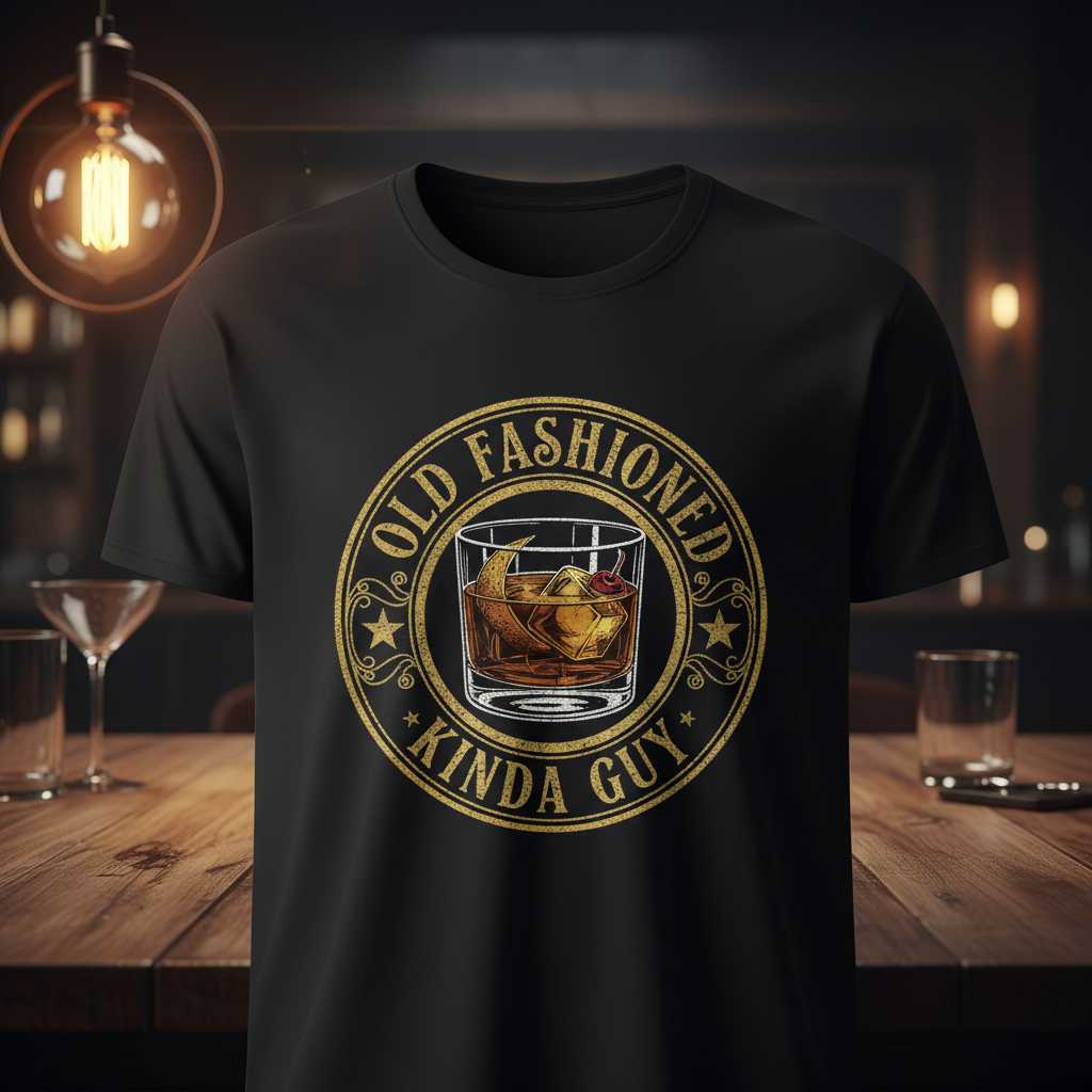 Old Fashioned Kinda Guy Vintage T-Shirt, Funny Graphic Tee Cocktail Gift Idea