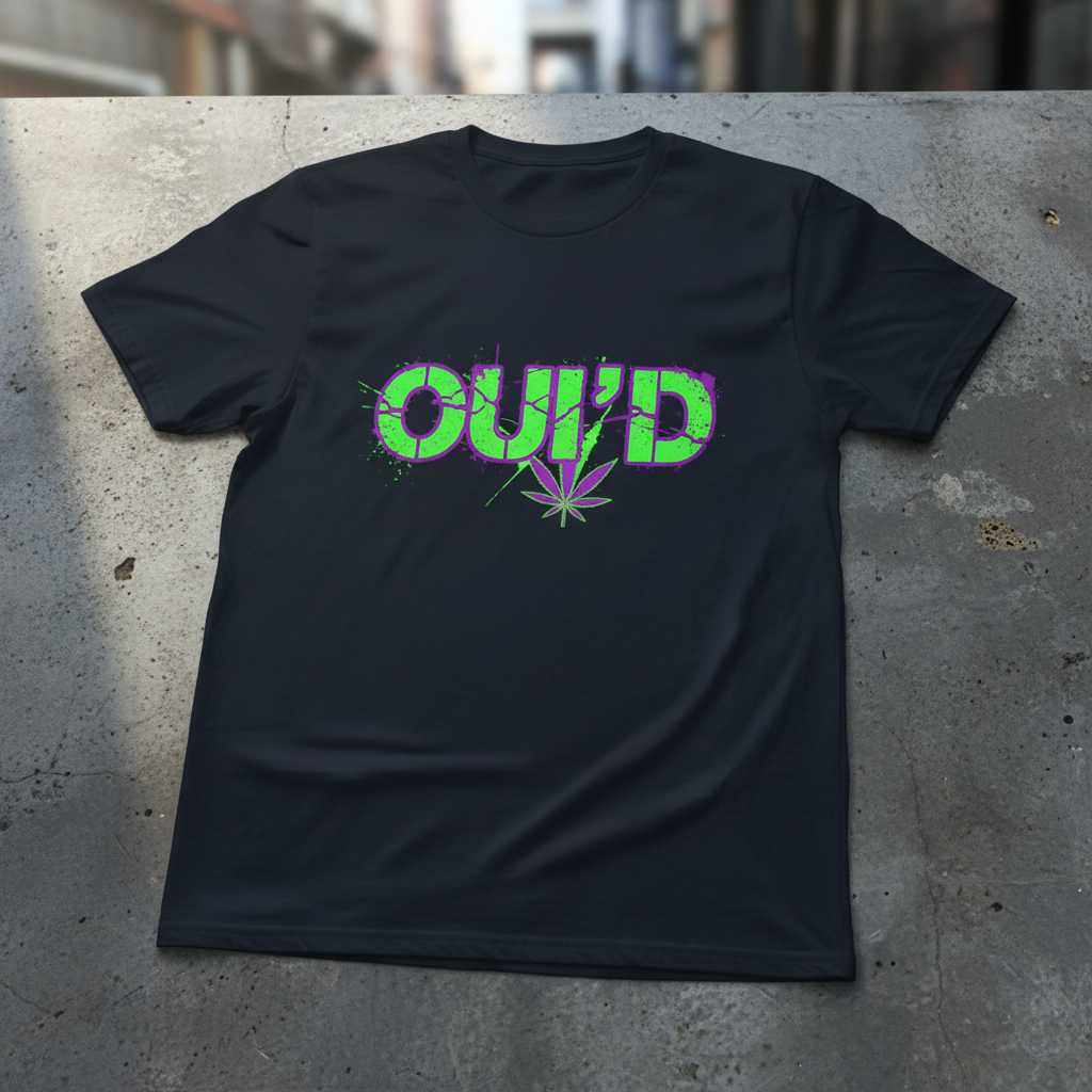 Ouid Distressed Graphic T-Shirt, Funny Cannabis Stoner Novelty Tee Merch