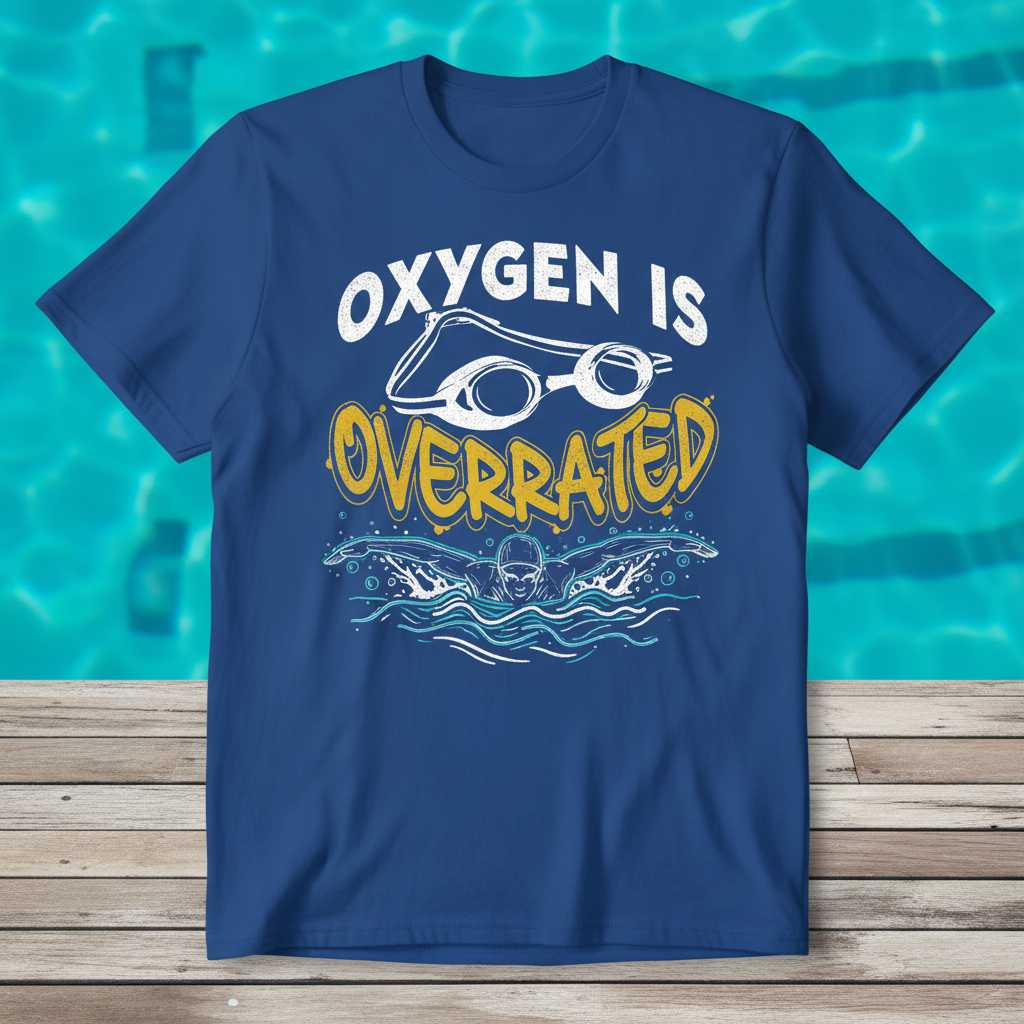 Oxygen Is Overrated Distressed Graphic T-Shirt, Funny Swimmer Tee Souvenir