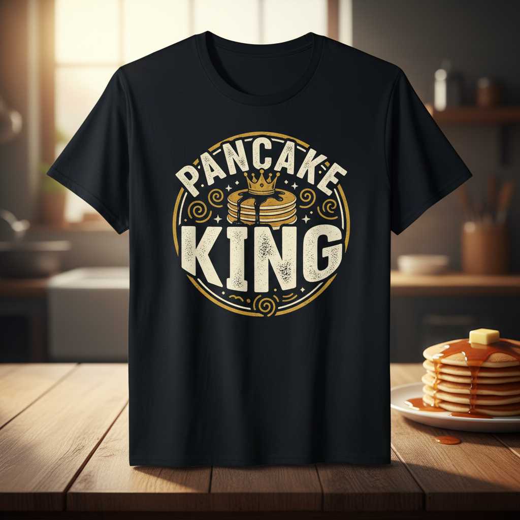 Pancake King Vintage Distressed T-Shirt, Funny Pancake Maker Breakfast Tee Idea