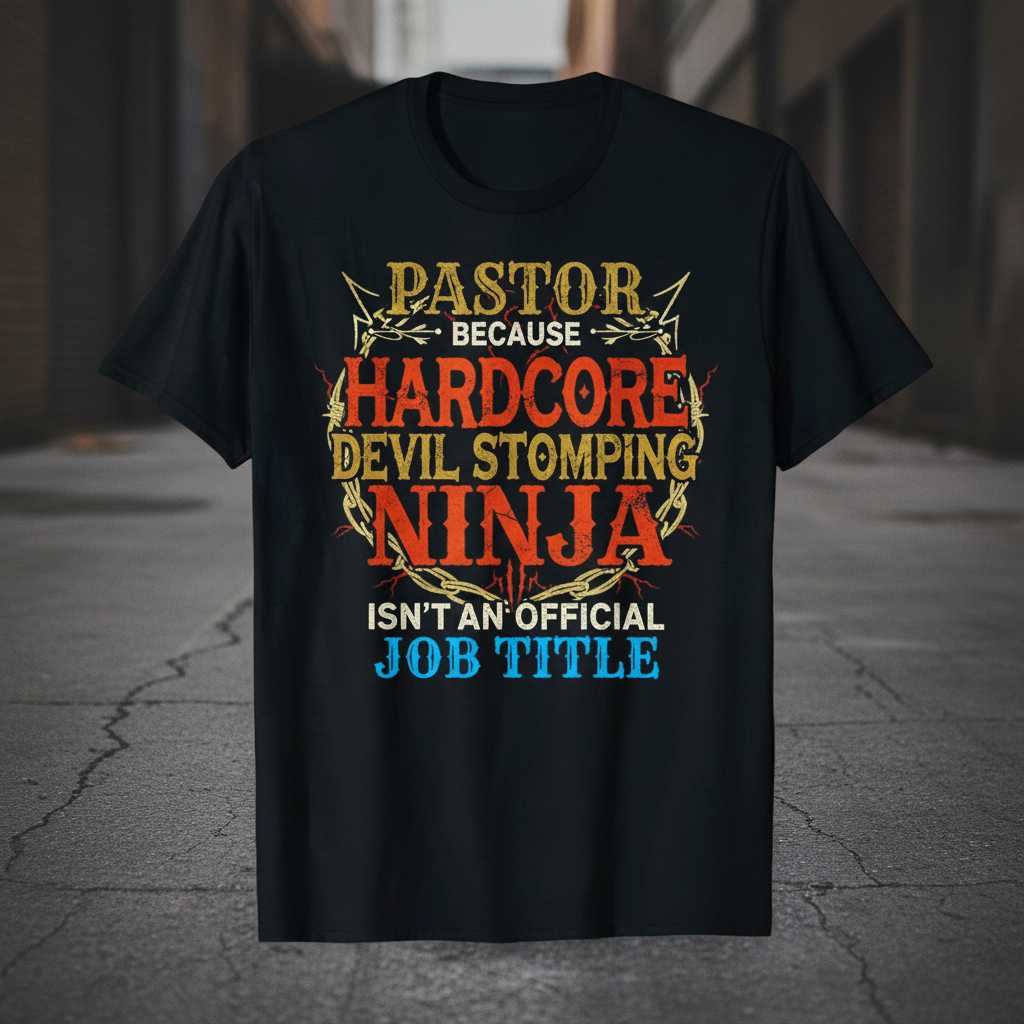 Pastor Because Hardcore Devil Stomping Ninja Isnt An Official Job Title Distressed T-Shirt, Novelty Tee Gear