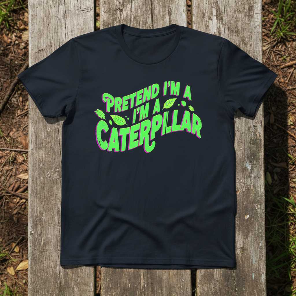 Pretend Im A Caterpillar Novelty Costume T-Shirt, Funny Graphic Tee Outfit