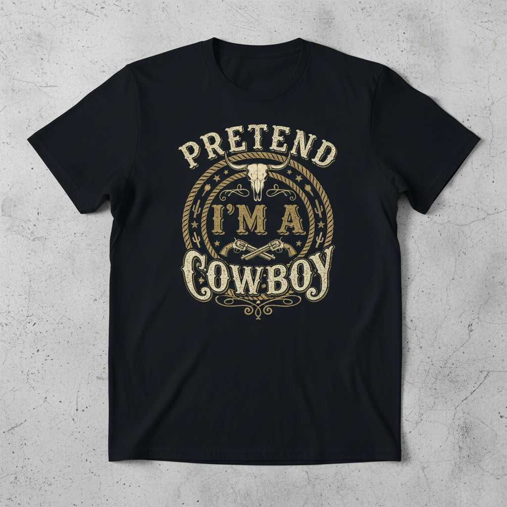 Pretend Im A Cowboy Vintage Distressed T-Shirt, Funny Halloween Tee Idea