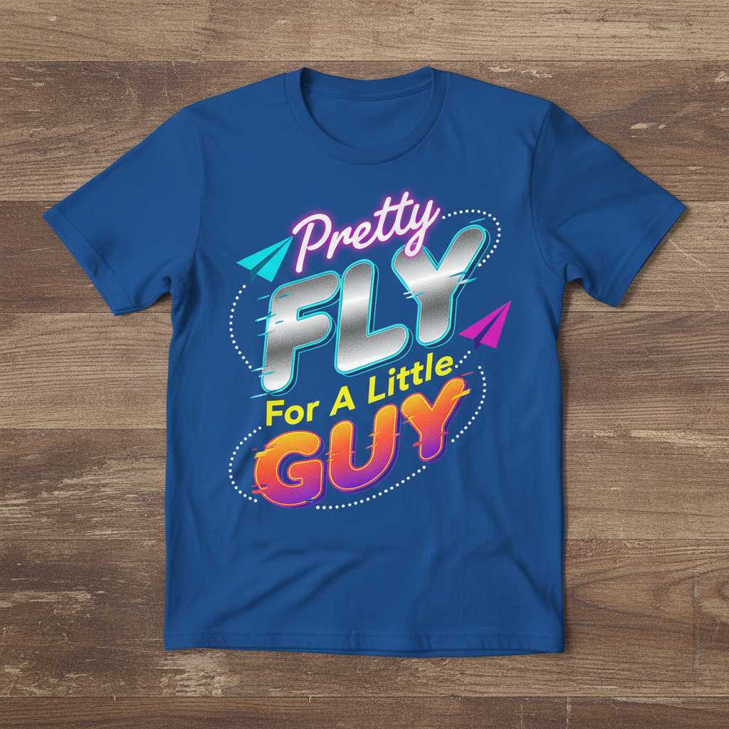 Pretty Fly For A Little Guy Retro 90s T-Shirt, Funny Graphic Tee Gift Idea